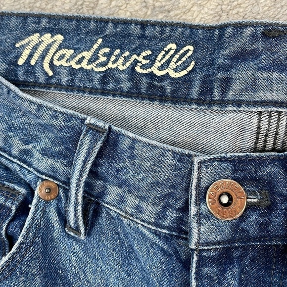 Madewell Boyjean Jeans Medium Wash Rigid Denim Distressed Slits Sz 28 - Picture 9 of 13